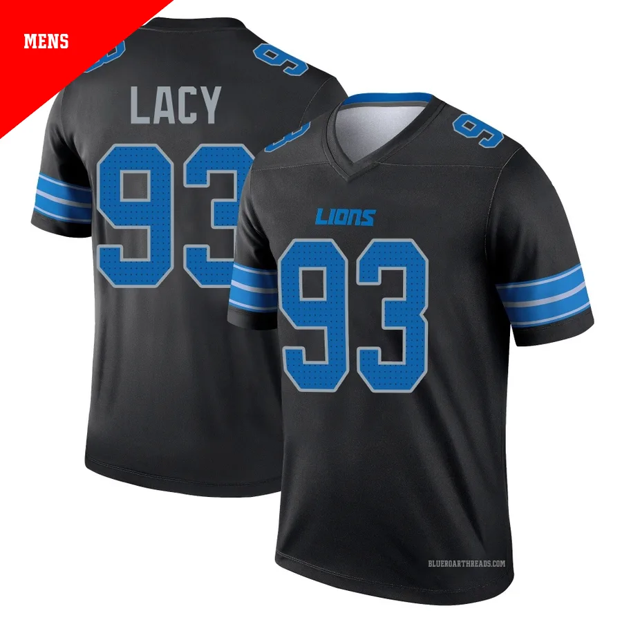 Men's Tyler Lacy ＃93 Detroit Lions Black Legend Jersey
