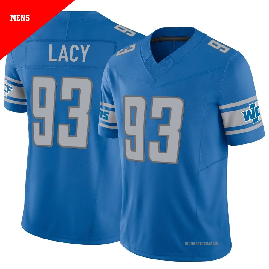 Men's Tyler Lacy ＃93 Detroit Lions Blue Limited Vapor F.U.S.E. Jersey