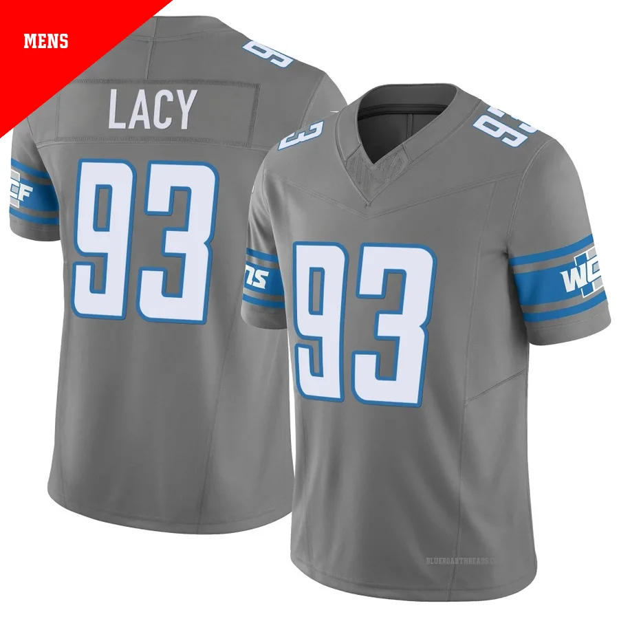 Men's Tyler Lacy ＃93 Detroit Lions Limited Silver Vapor F.U.S.E. Jersey