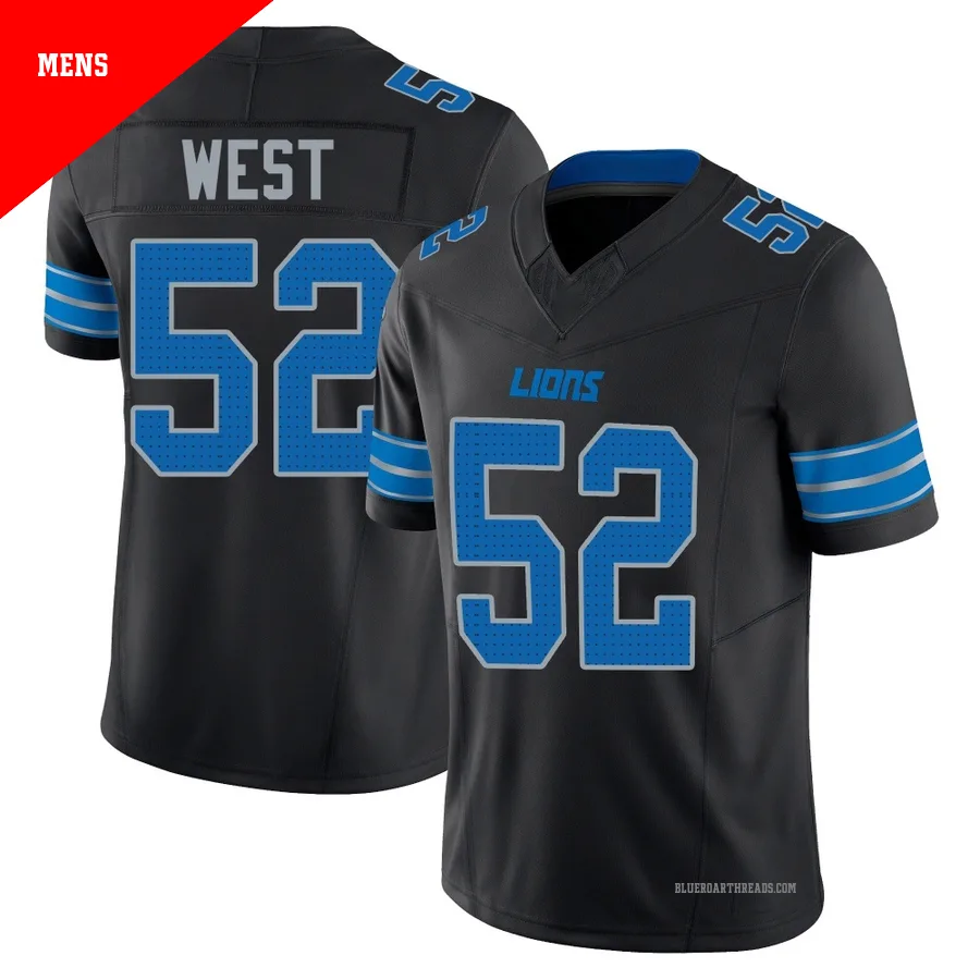 Men's Tyre West ＃52 Detroit Lions Black Limited Alternate Vapor F.U.S.E. 2nd Jersey