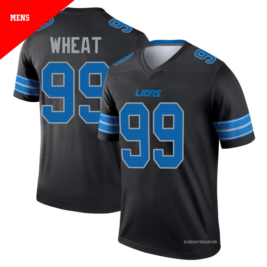 Men's Tyrus Wheat ＃99 Detroit Lions Black Legend Jersey
