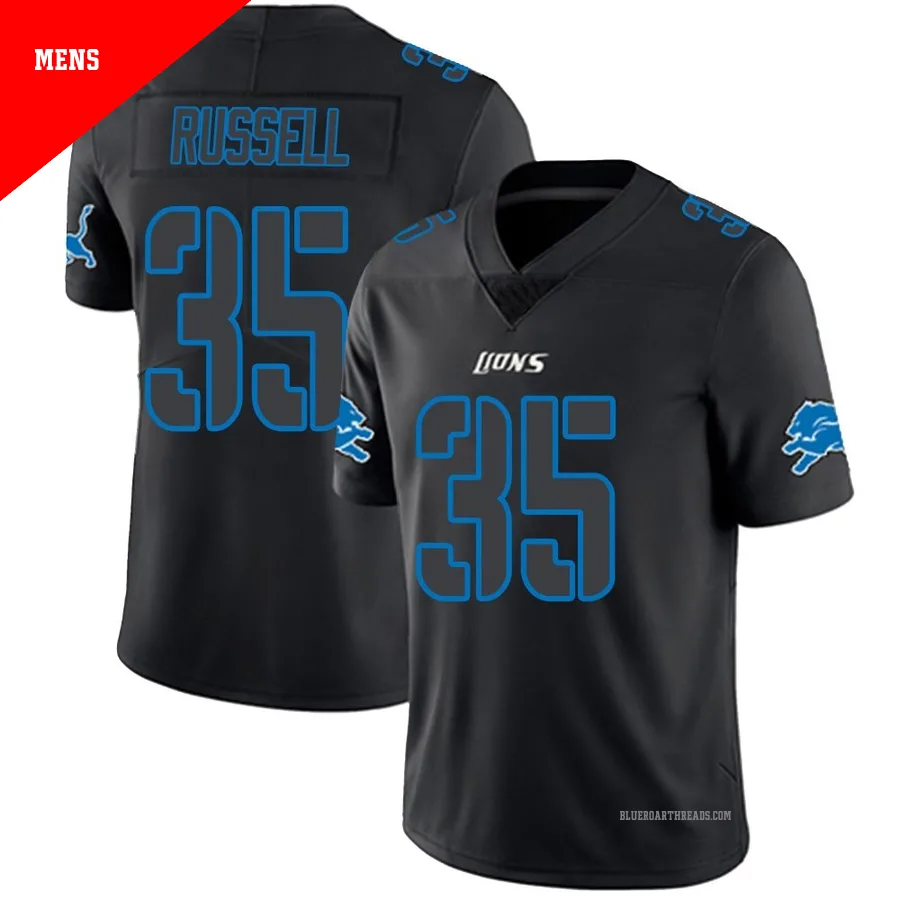 Men's Tyson Russell ＃35 Detroit Lions Black Impact Limited Jersey