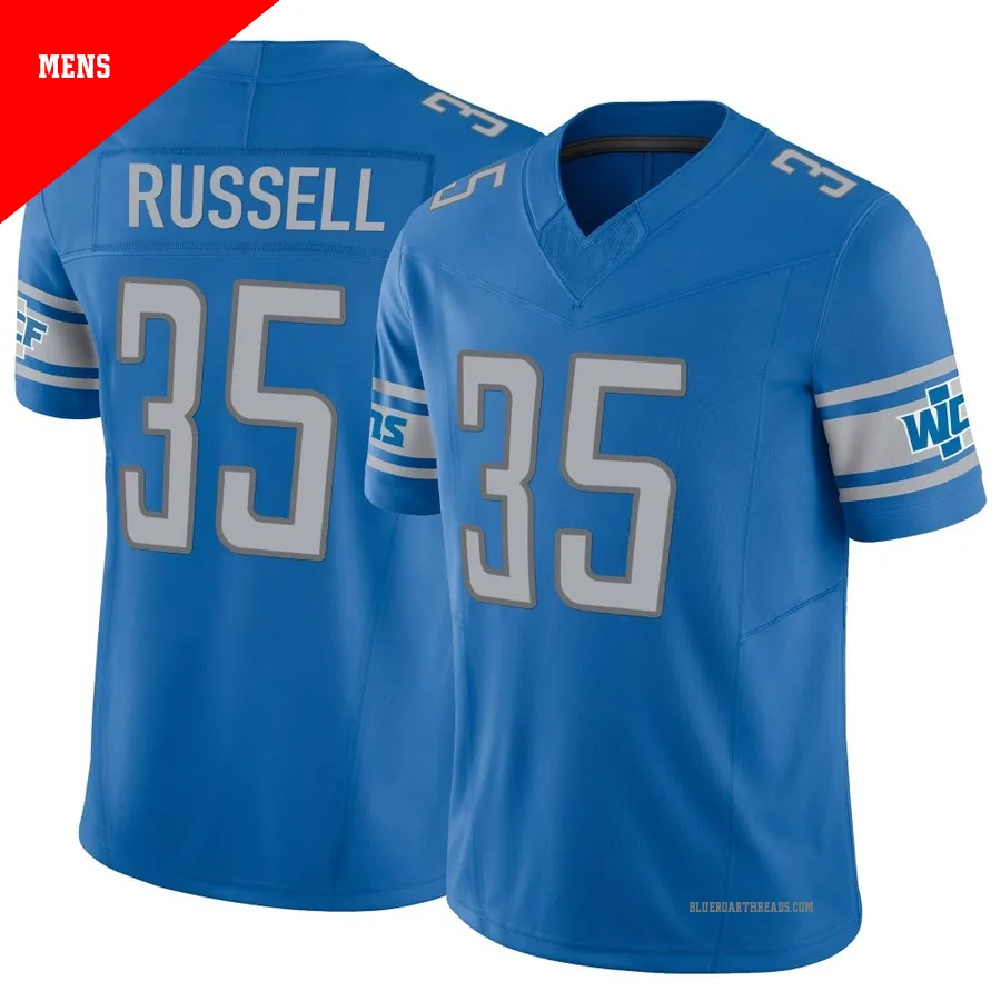 Men's Tyson Russell ＃35 Detroit Lions Blue Limited Vapor F.U.S.E. Jersey