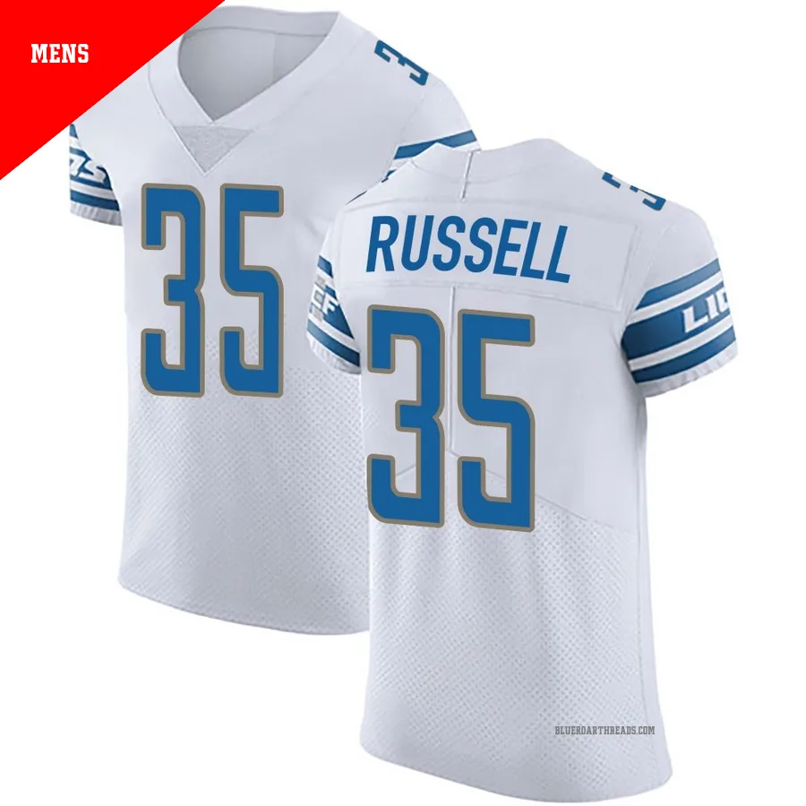 Men's Tyson Russell ＃35 Detroit Lions White Elite Vapor Untouchable Jersey