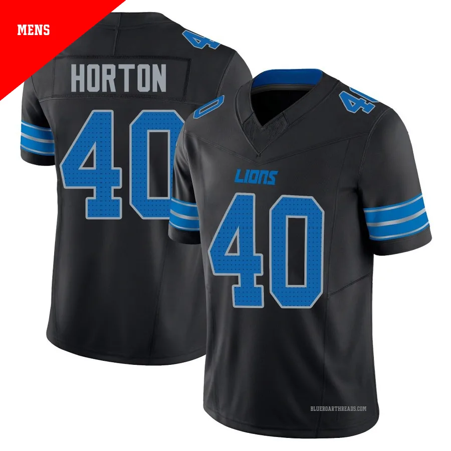 Men's Zach Horton ＃40 Detroit Lions Black Limited Alternate Vapor F.U.S.E. 2nd Jersey
