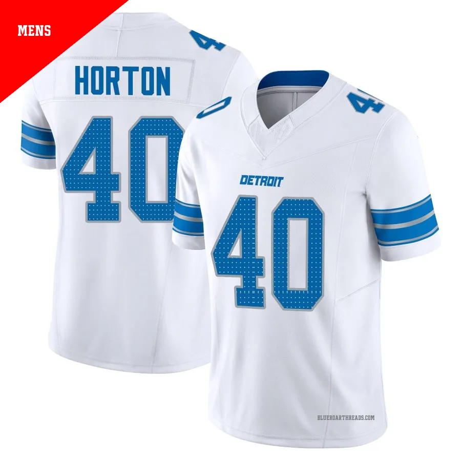 Men's Zach Horton ＃40 Detroit Lions White Limited Vapor F.U.S.E. 2nd Jersey