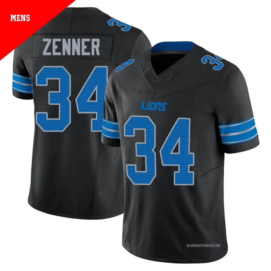 Men's Zach Zenner ＃34 Detroit Lions Black Limited Alternate Vapor F.U.S.E. 2nd Jersey