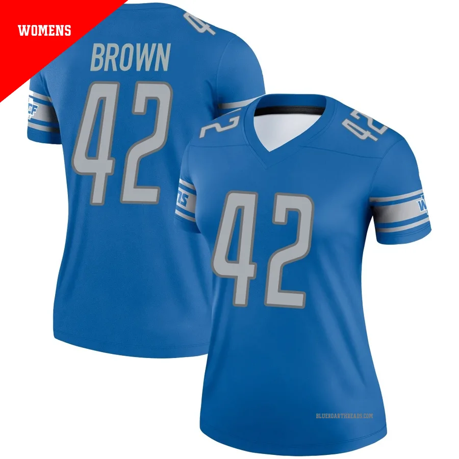 Women's Aamaris Brown ＃42 Detroit Lions Blue Legend Jersey
