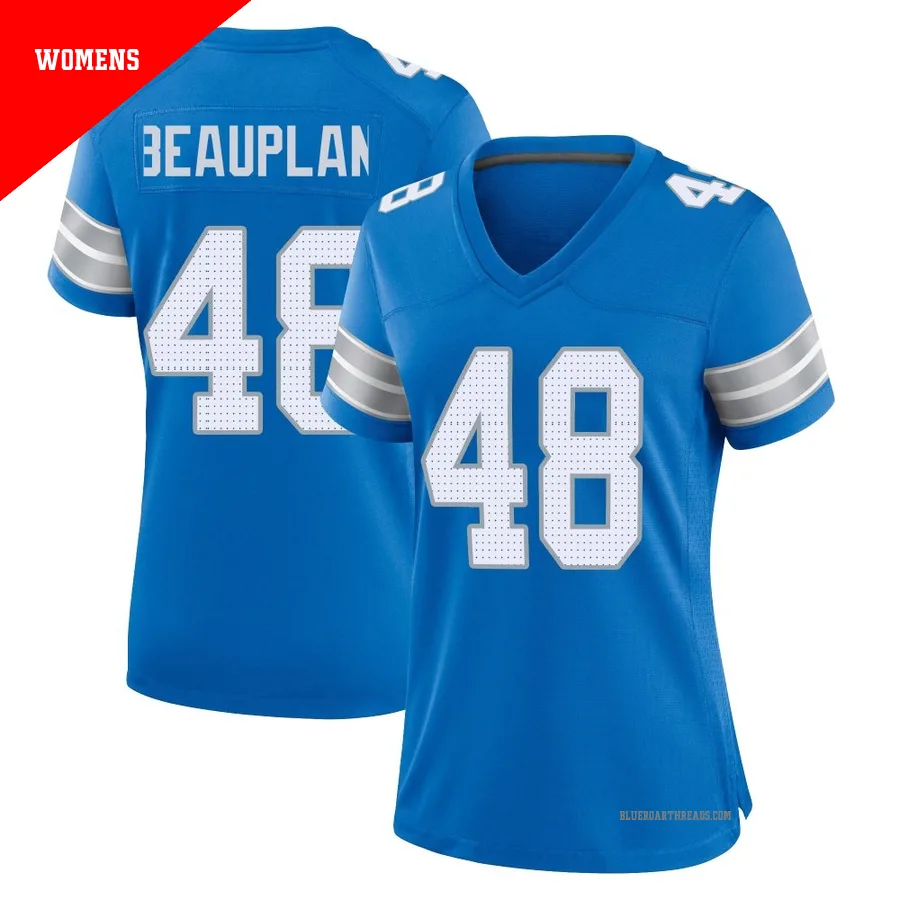 Women's Abraham Beauplan ＃48 Detroit Lions Blue Game 2nd Jersey