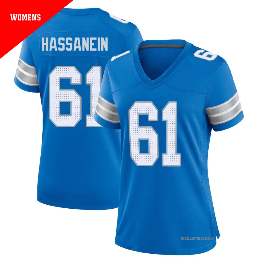 Women's Ahmed Hassanein ＃61 Detroit Lions Blue Game 2nd Jersey