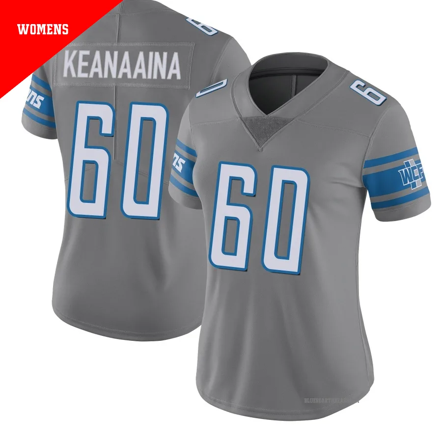 Women's Aidan Keanaaina ＃60 Detroit Lions Limited Color Rush Steel Jersey