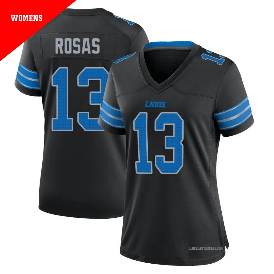 Women's Aldrick Rosas ＃13 Detroit Lions Black Game Alternate 2nd Jersey