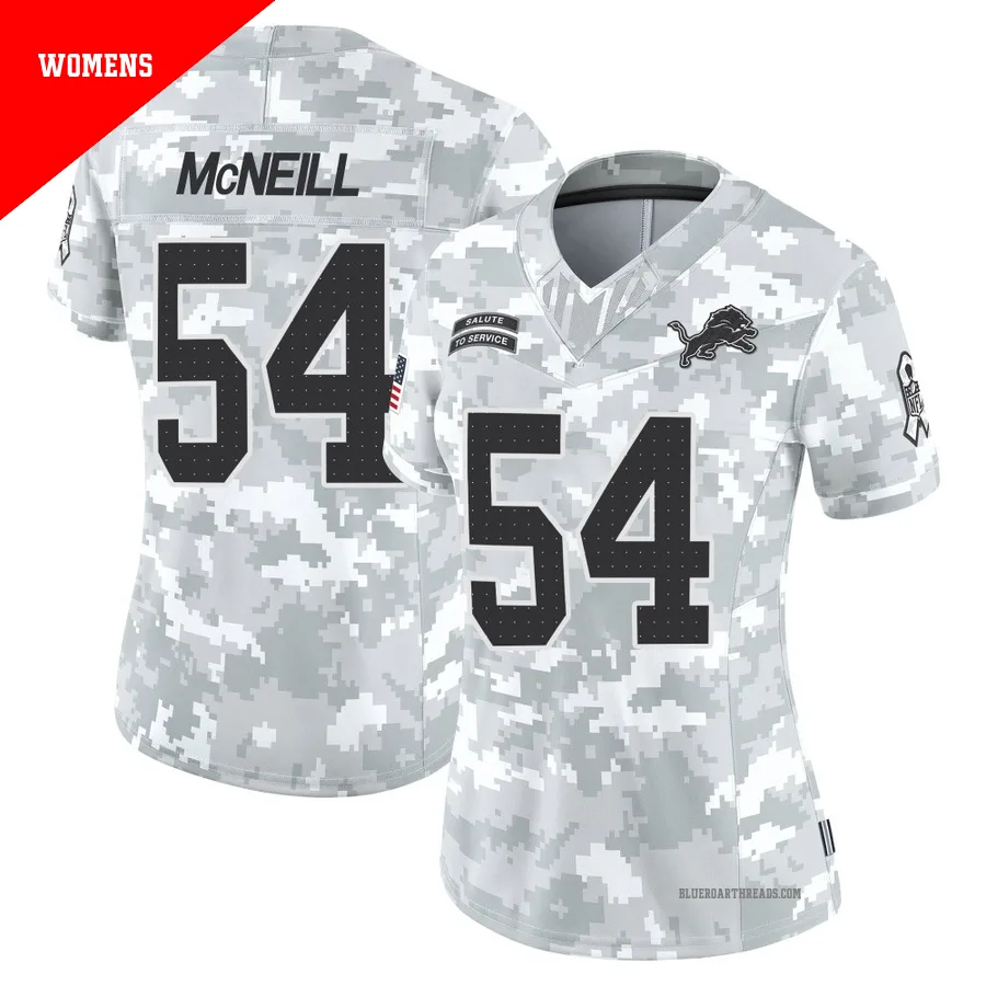 Women's Alim McNeill ＃54 Detroit Lions Arctic Camo Limited 2024 Salute to Service Jersey