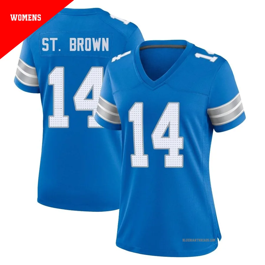 Women's Amon-Ra St. Brown ＃14 Detroit Lions Blue Game 2nd Jersey