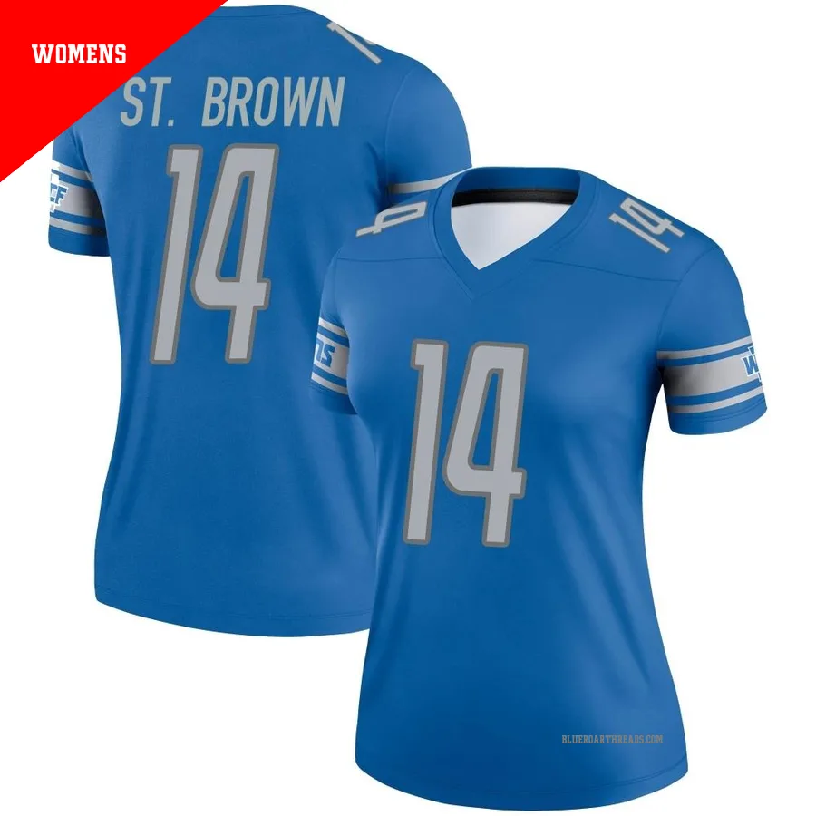Women's Amon-Ra St. Brown ＃14 Detroit Lions Blue Legend Jersey