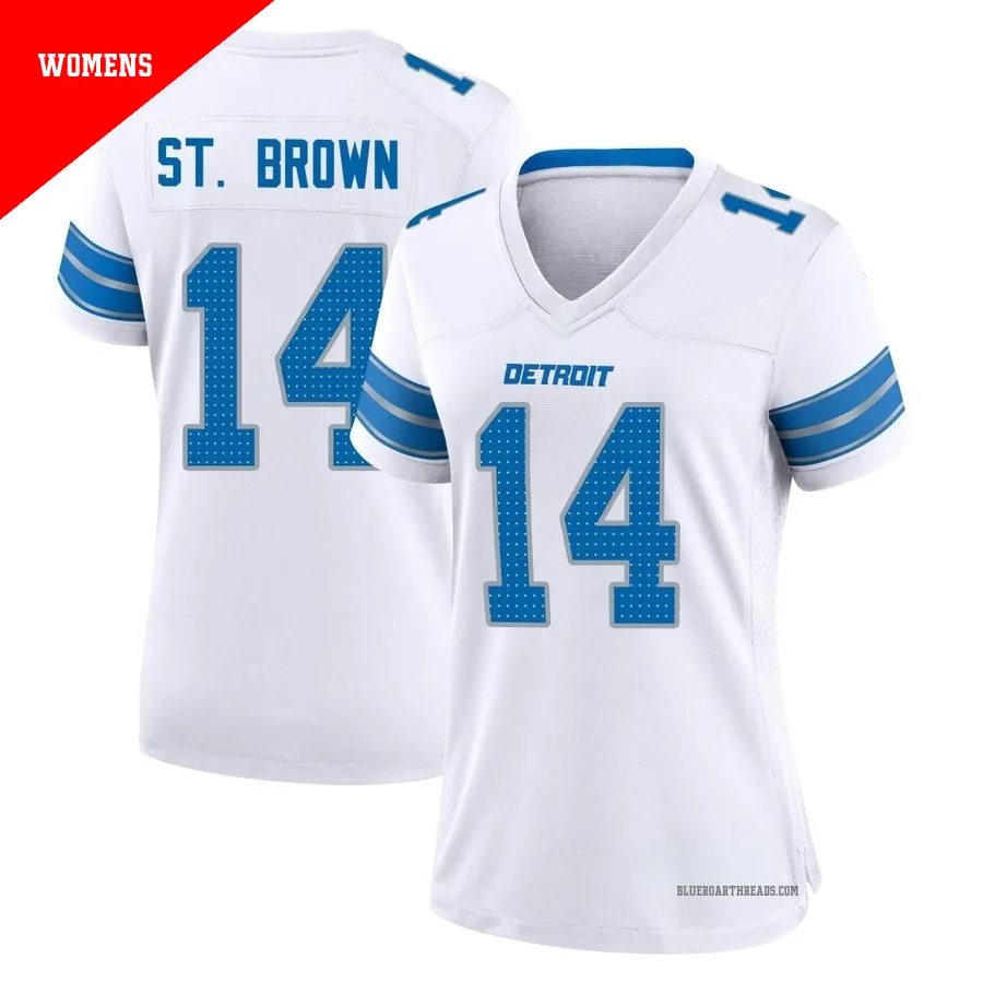 Women's Amon-Ra St. Brown ＃14 Detroit Lions White Game 2nd Jersey
