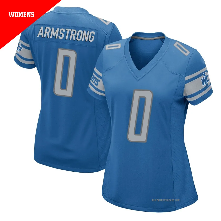 Women's Andrew Armstrong ＃0 Detroit Lions Blue Game Team Color Jersey