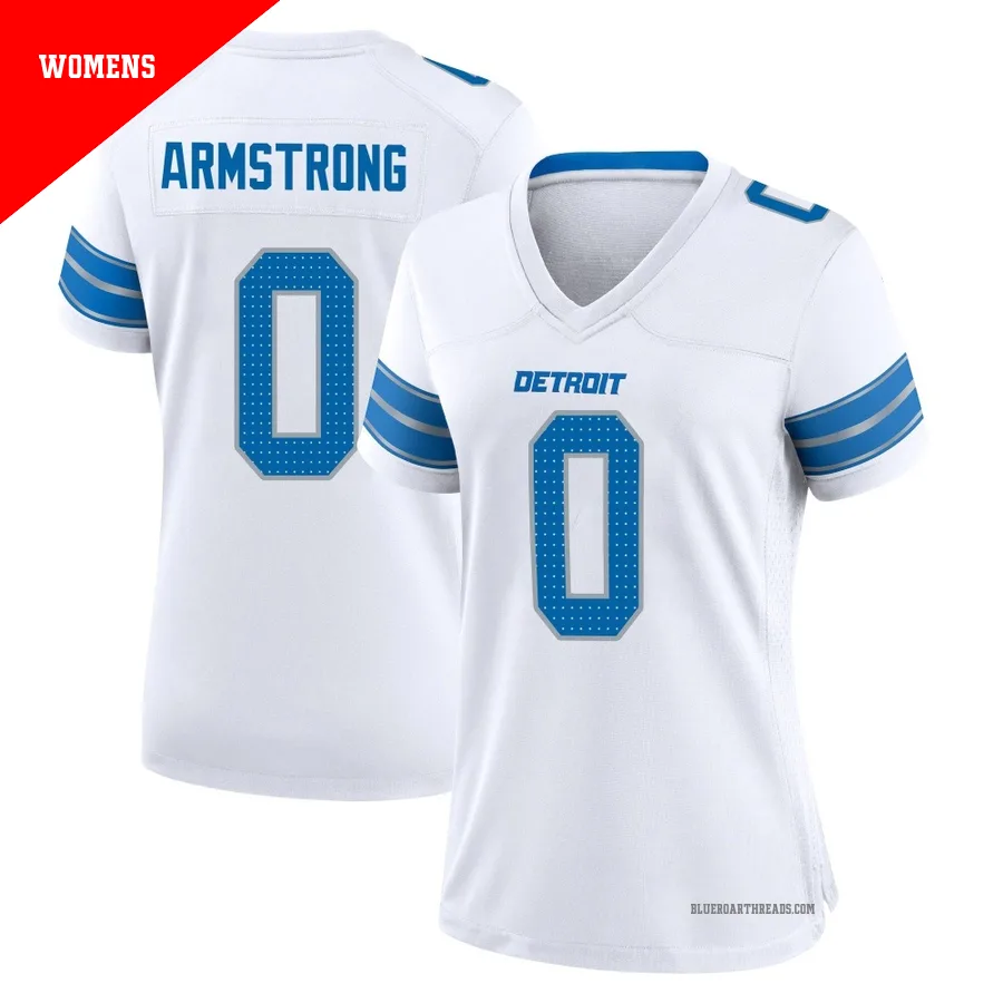 Women's Andrew Armstrong ＃0 Detroit Lions White Game 2nd Jersey