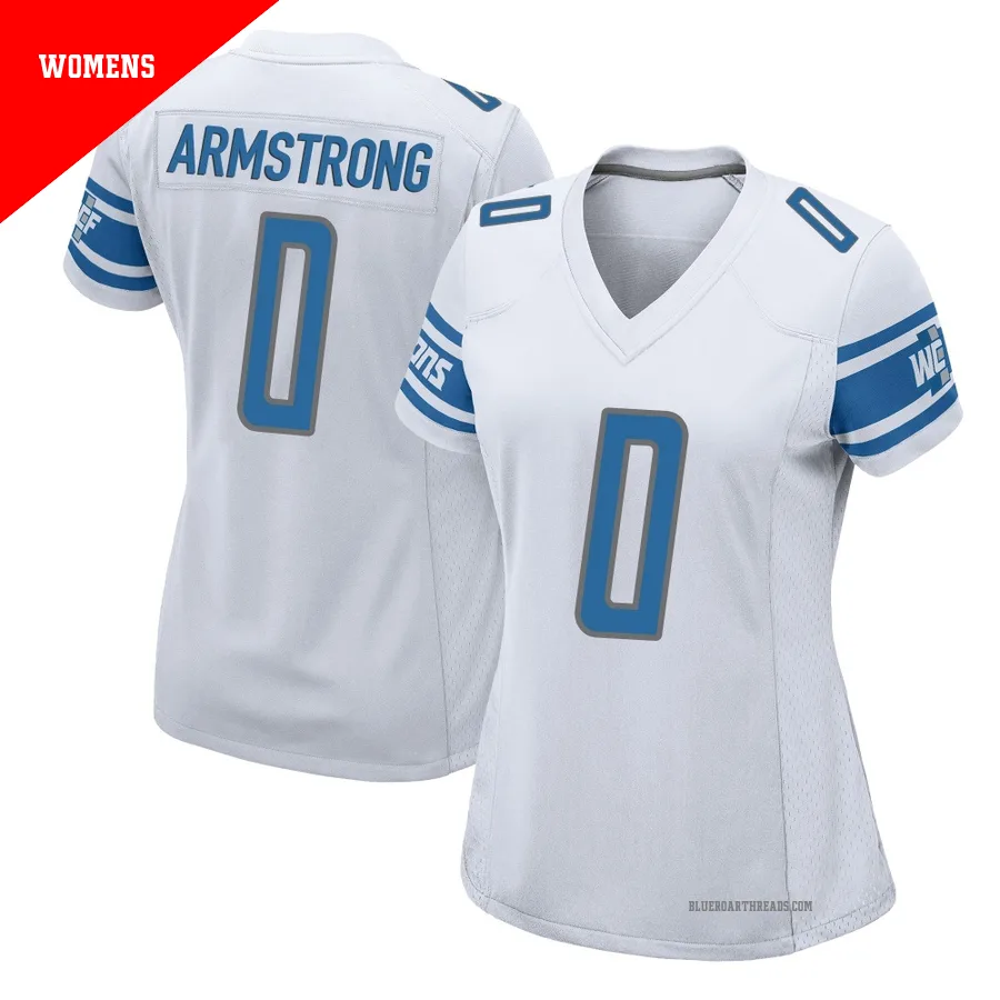 Women's Andrew Armstrong ＃0 Detroit Lions White Game Jersey