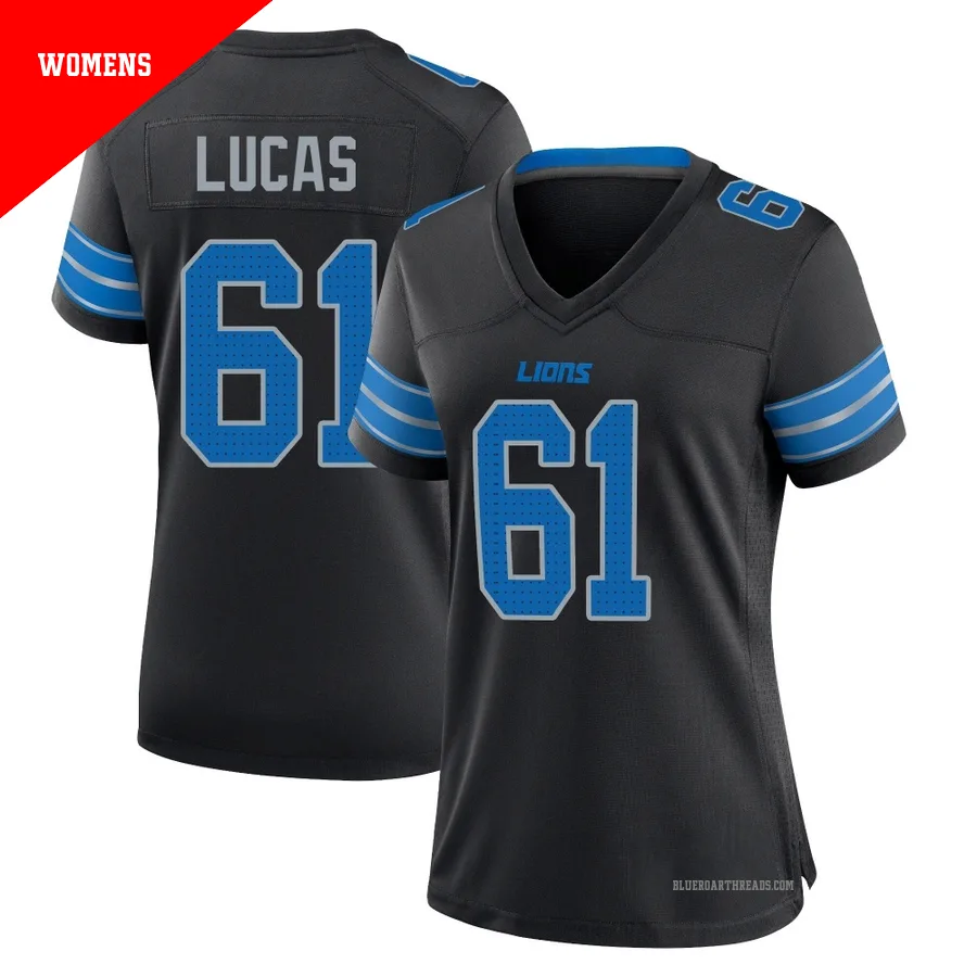 Women's Anthony Lucas ＃61 Detroit Lions Black Game Alternate 2nd Jersey