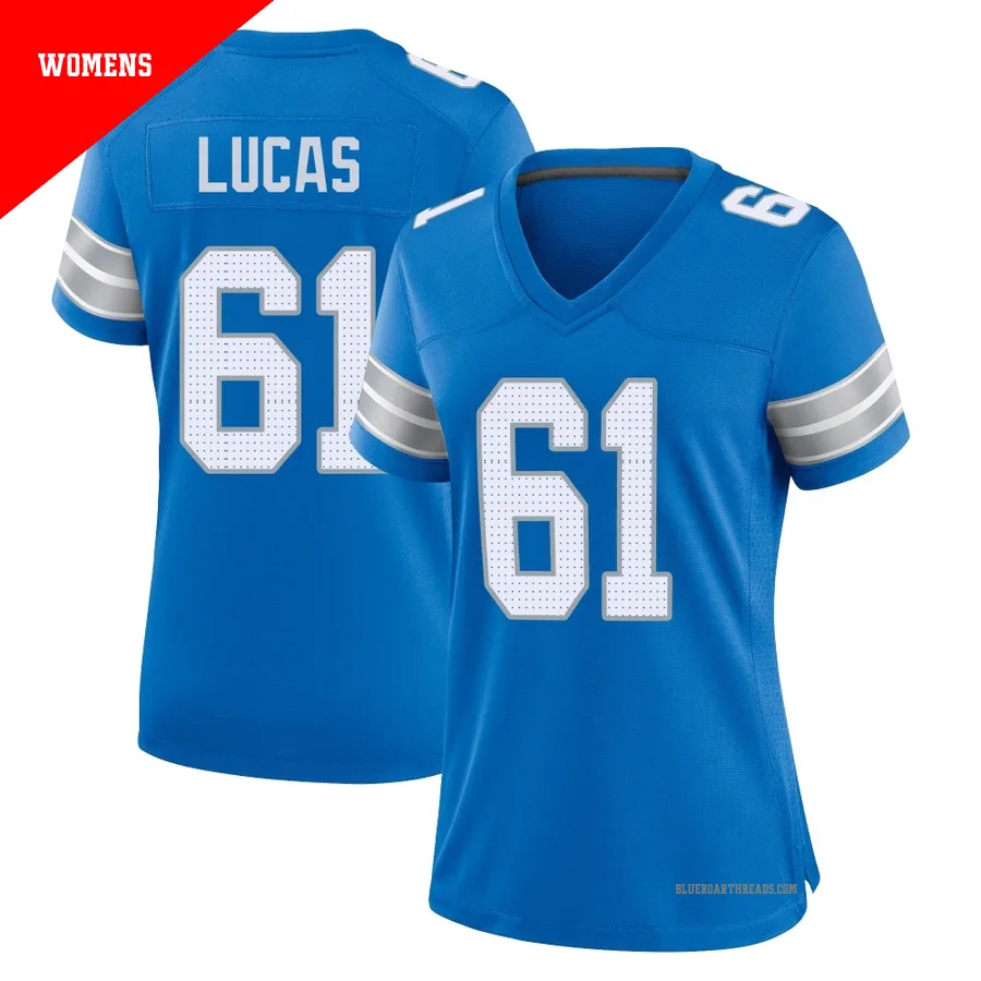 Women's Anthony Lucas ＃61 Detroit Lions Blue Game 2nd Jersey