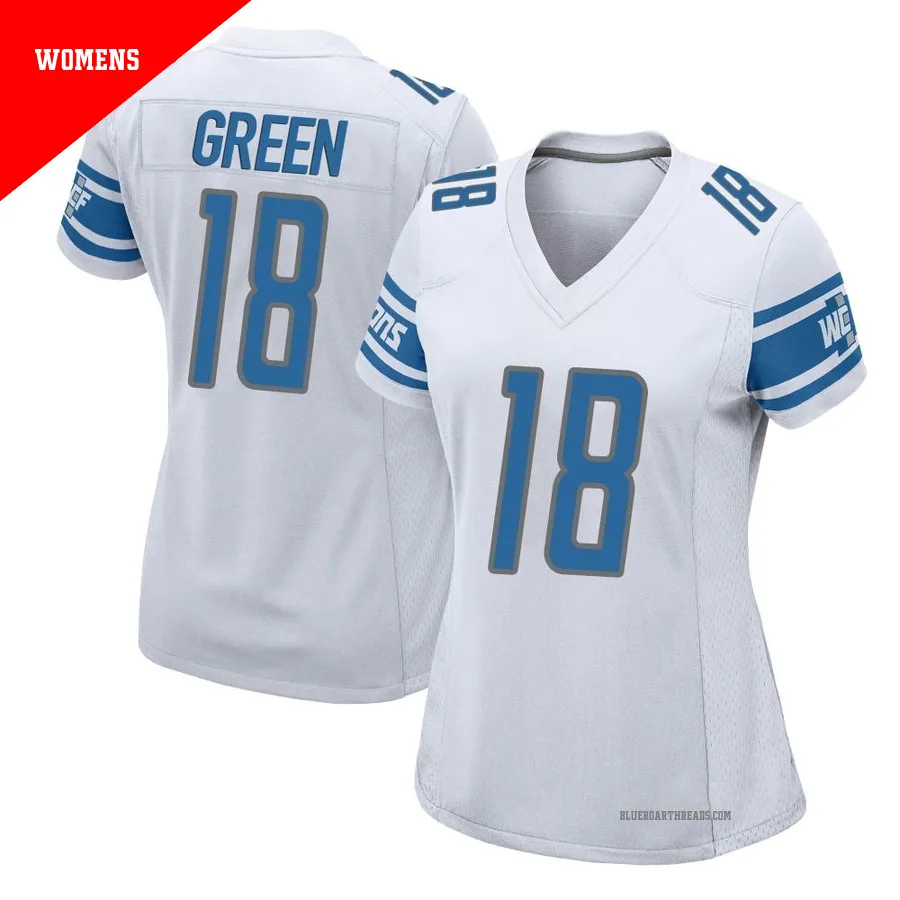 Women's Antoine Green ＃18 Detroit Lions White Game Jersey