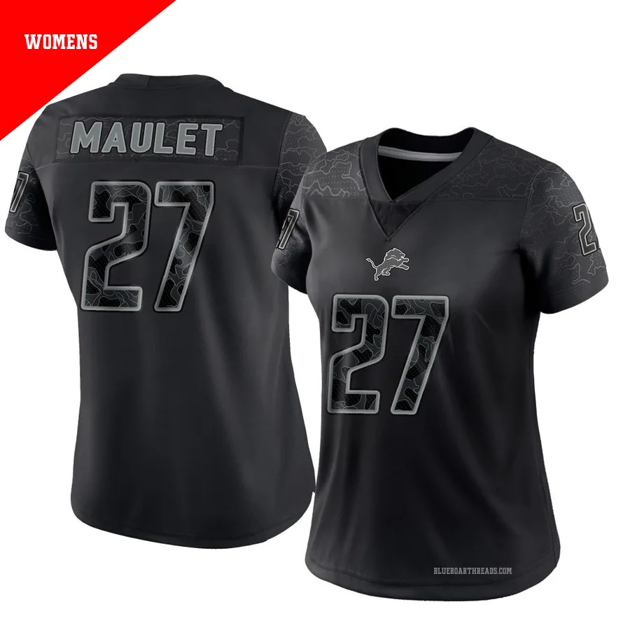 Women's Arthur Maulet ＃27 Detroit Lions Black Limited Reflective Jersey