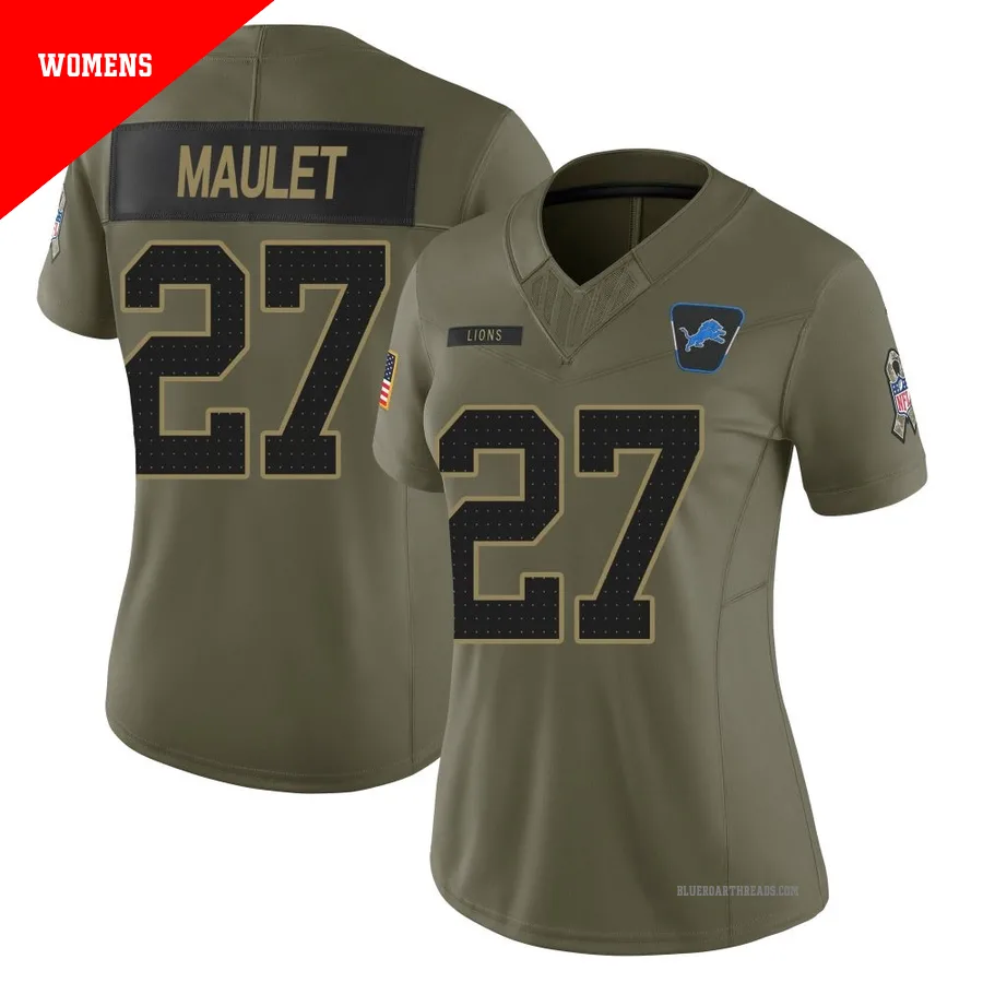 Women's Arthur Maulet ＃27 Detroit Lions Olive Limited 2025 Salute to Service Jersey