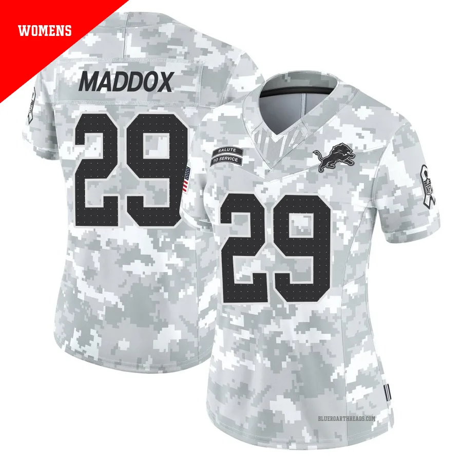Women's Avonte Maddox ＃29 Detroit Lions Arctic Camo Limited 2024 Salute to Service Jersey