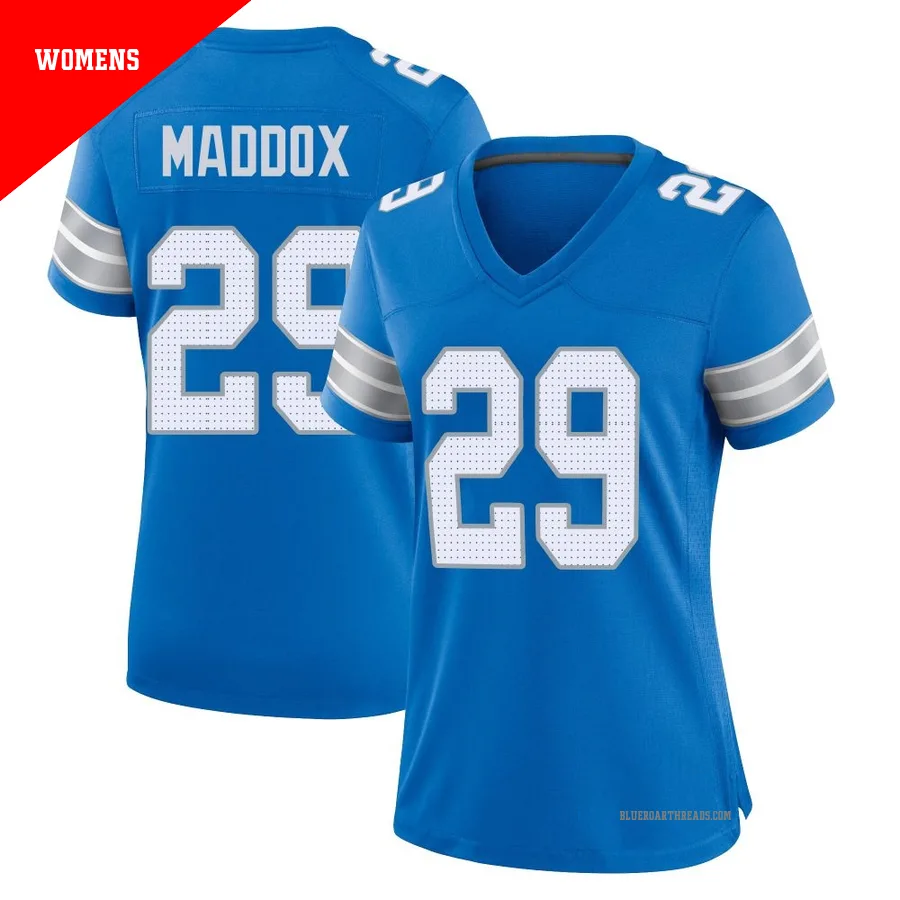 Women's Avonte Maddox ＃29 Detroit Lions Blue Game 2nd Jersey