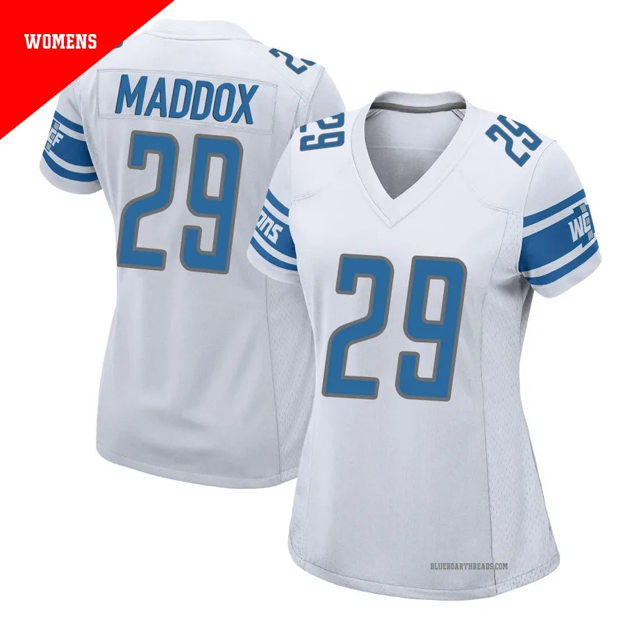 Women's Avonte Maddox ＃29 Detroit Lions White Game Jersey