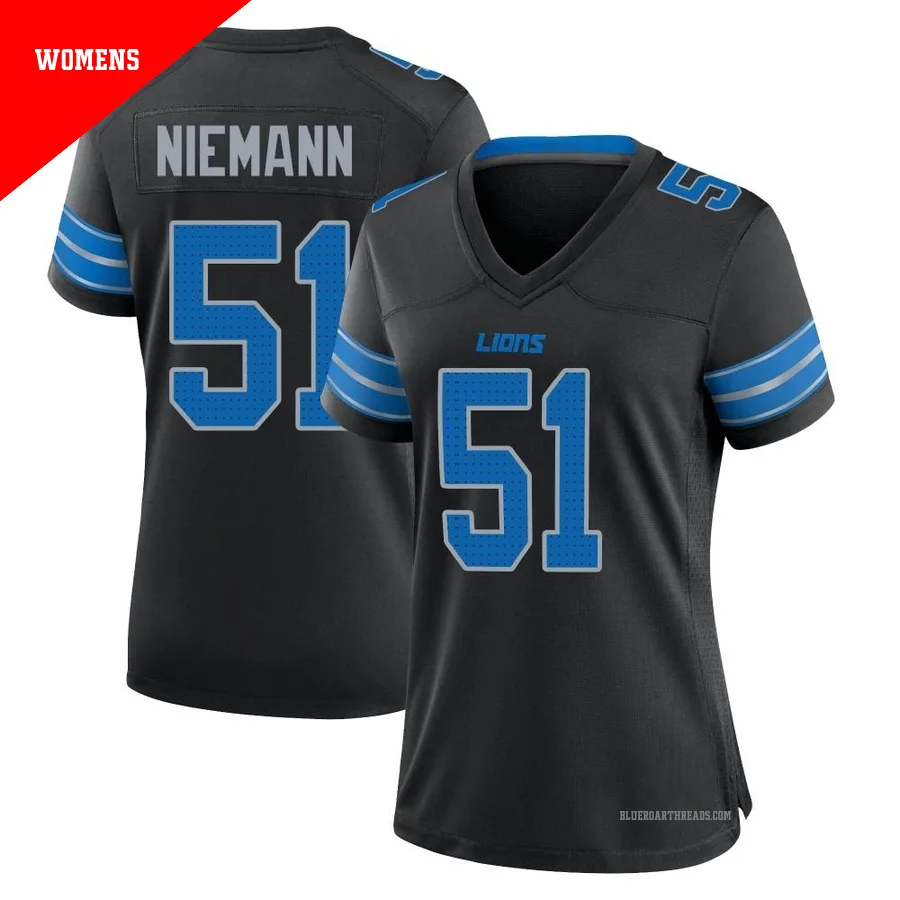 Women's Ben Niemann ＃51 Detroit Lions Black Game Alternate 2nd Jersey