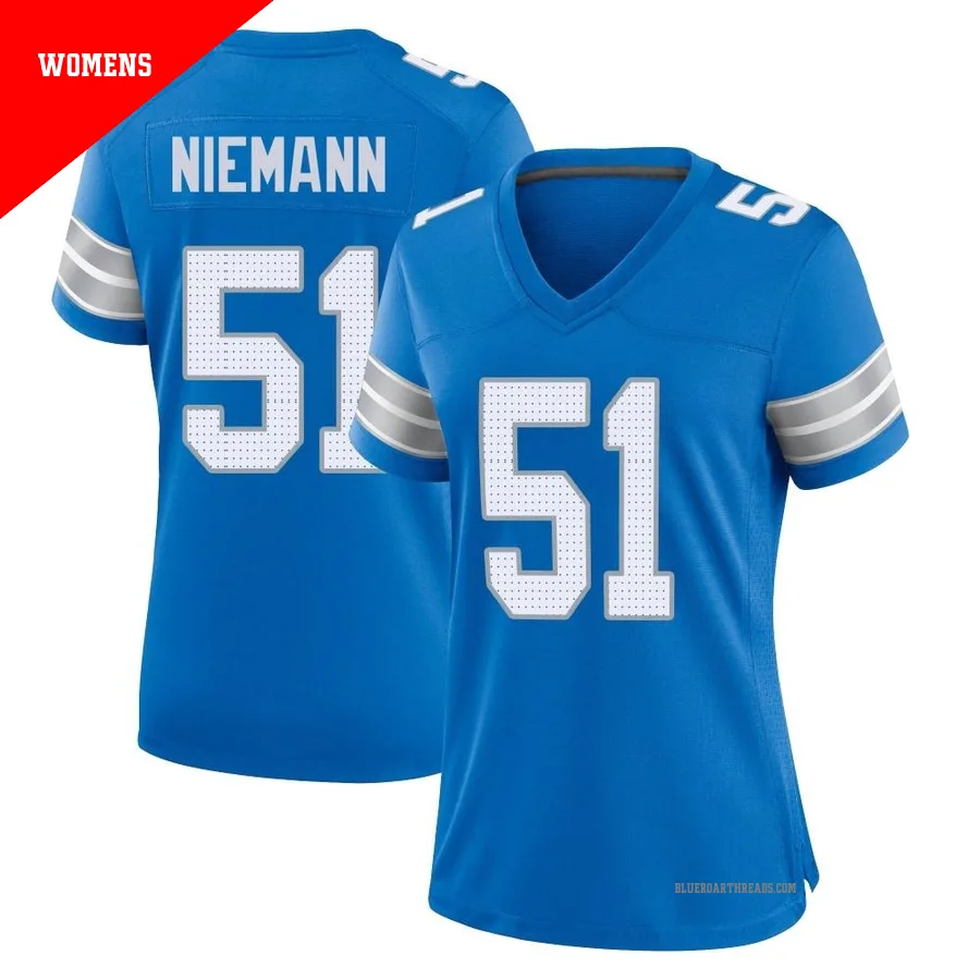 Women's Ben Niemann ＃51 Detroit Lions Blue Game 2nd Jersey