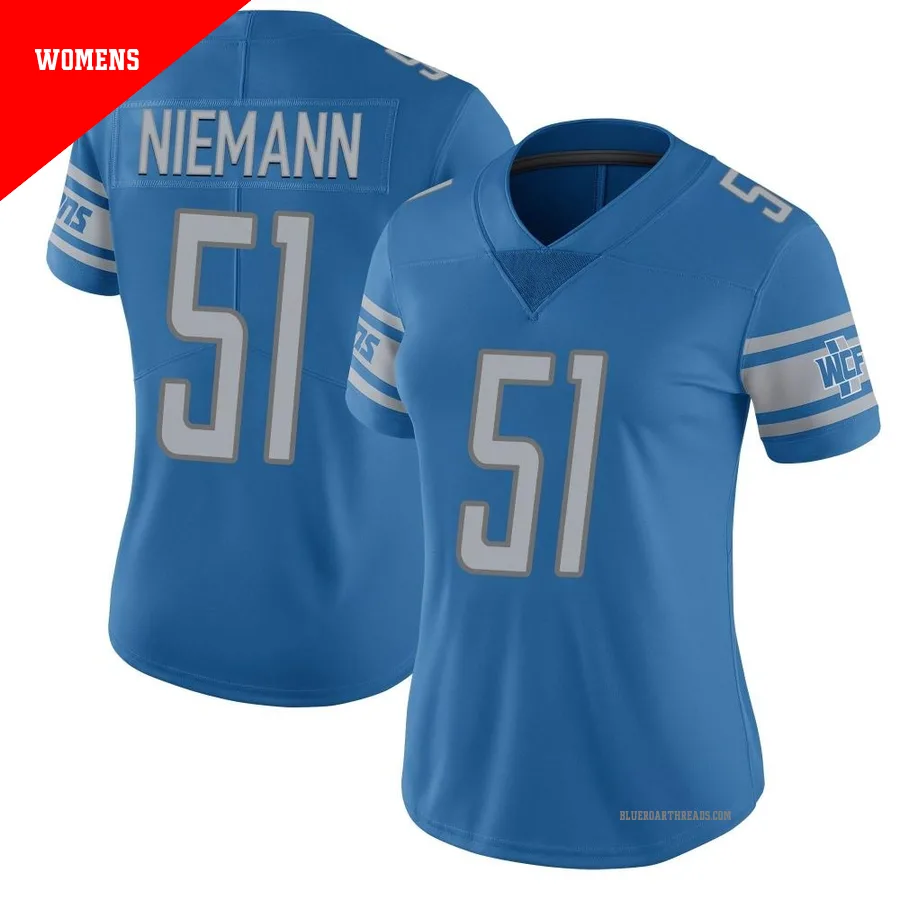 Women's Ben Niemann ＃51 Detroit Lions Blue Limited Team Color Vapor Untouchable Jersey