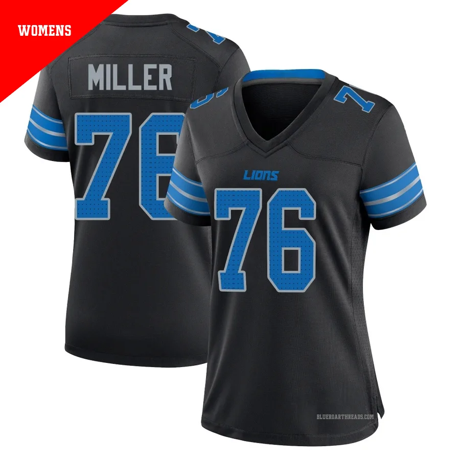 Women's Blake Miller ＃76 Detroit Lions Black Game Alternate 2nd Jersey