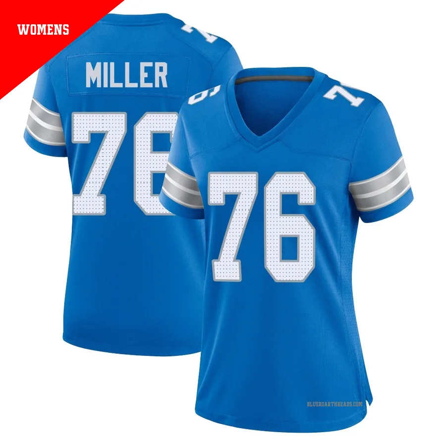 Women's Blake Miller ＃76 Detroit Lions Blue Game 2nd Jersey