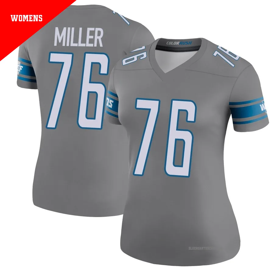 Women's Blake Miller ＃76 Detroit Lions Legend Color Rush Steel Jersey