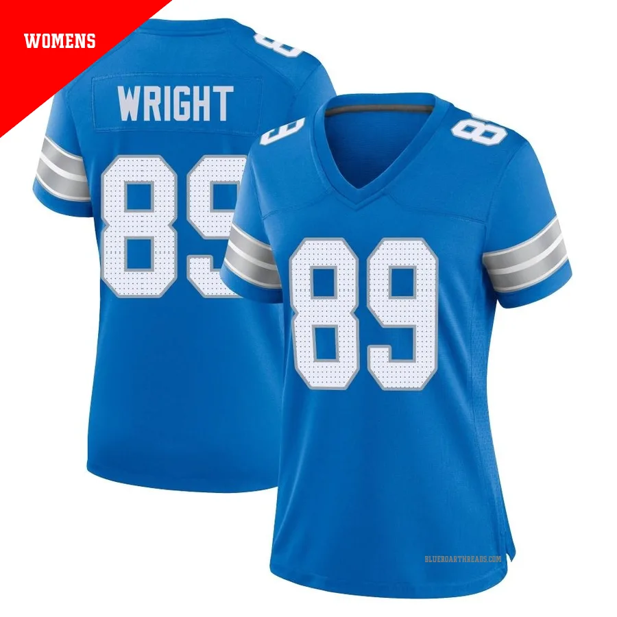 Women's Brock Wright ＃89 Detroit Lions Blue Game 2nd Jersey