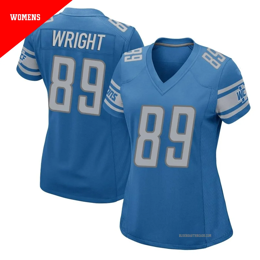 Women's Brock Wright ＃89 Detroit Lions Blue Game Team Color Jersey