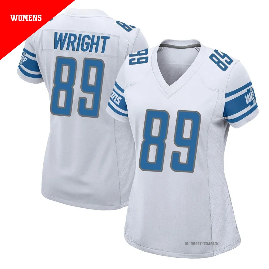 Women's Brock Wright ＃89 Detroit Lions White Game Jersey