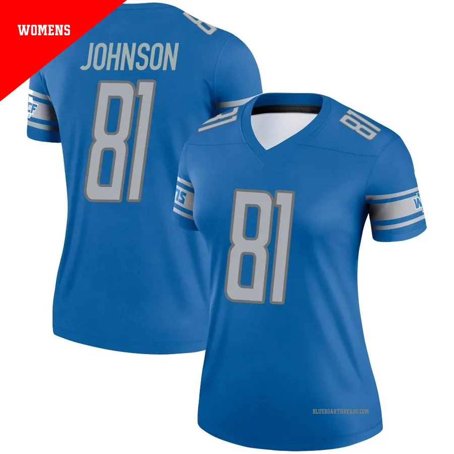 Women's Calvin Johnson ＃81 Detroit Lions Blue Legend Jersey