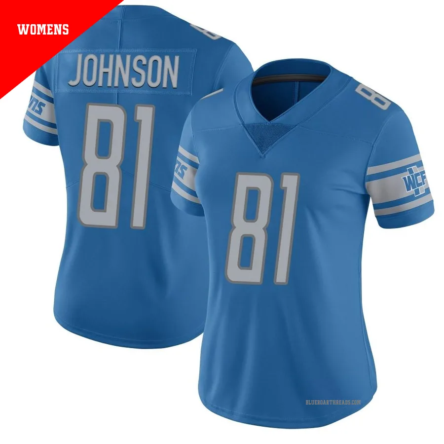 Women's Calvin Johnson ＃81 Detroit Lions Blue Limited Team Color Vapor Untouchable Jersey