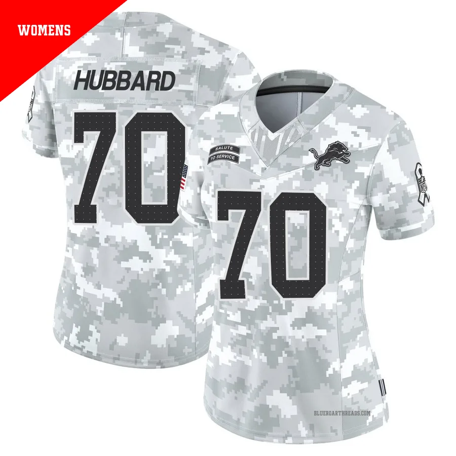 Women's Chris Hubbard ＃70 Detroit Lions Arctic Camo Limited 2024 Salute to Service Jersey