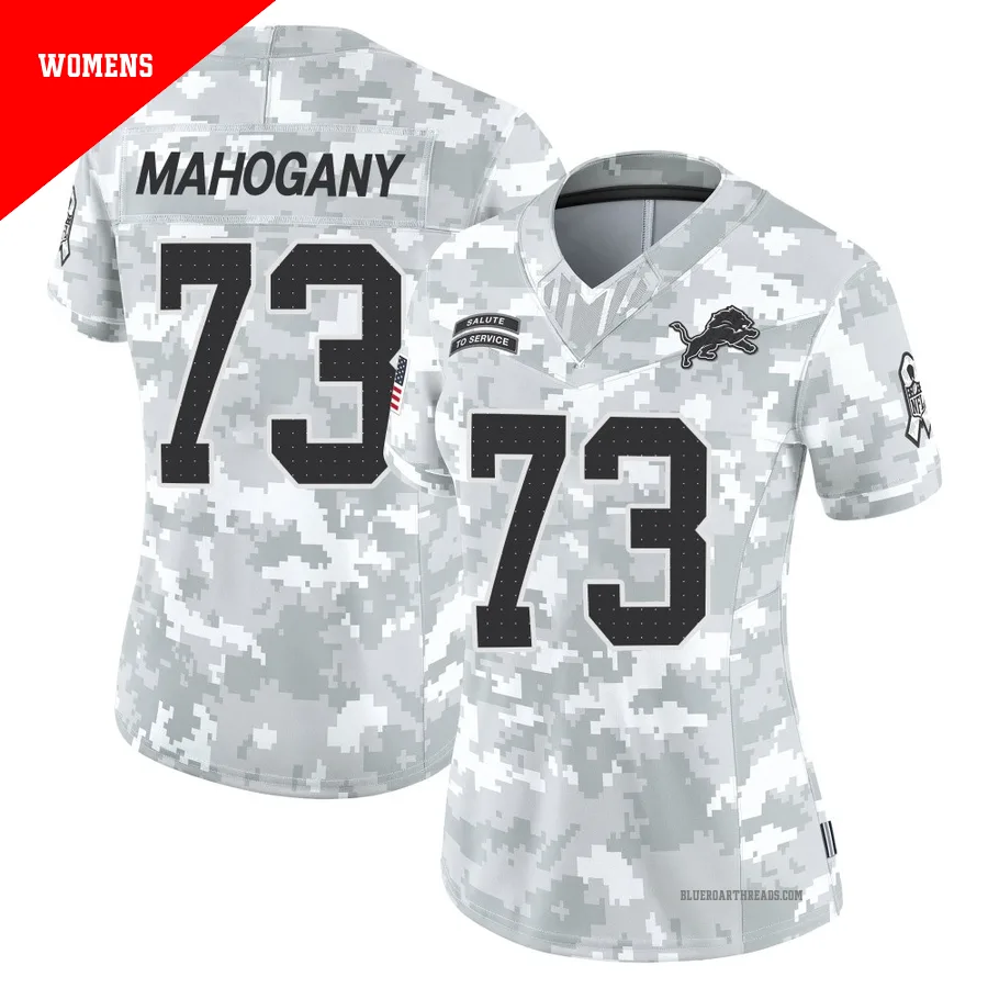 Women's Christian Mahogany ＃73 Detroit Lions Arctic Camo Limited 2024 Salute to Service Jersey