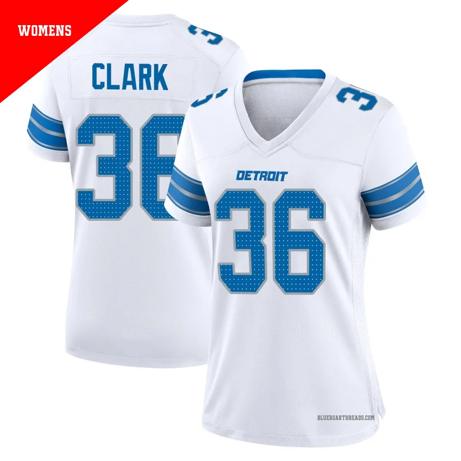 Women's Chuck Clark ＃36 Detroit Lions White Game 2nd Jersey