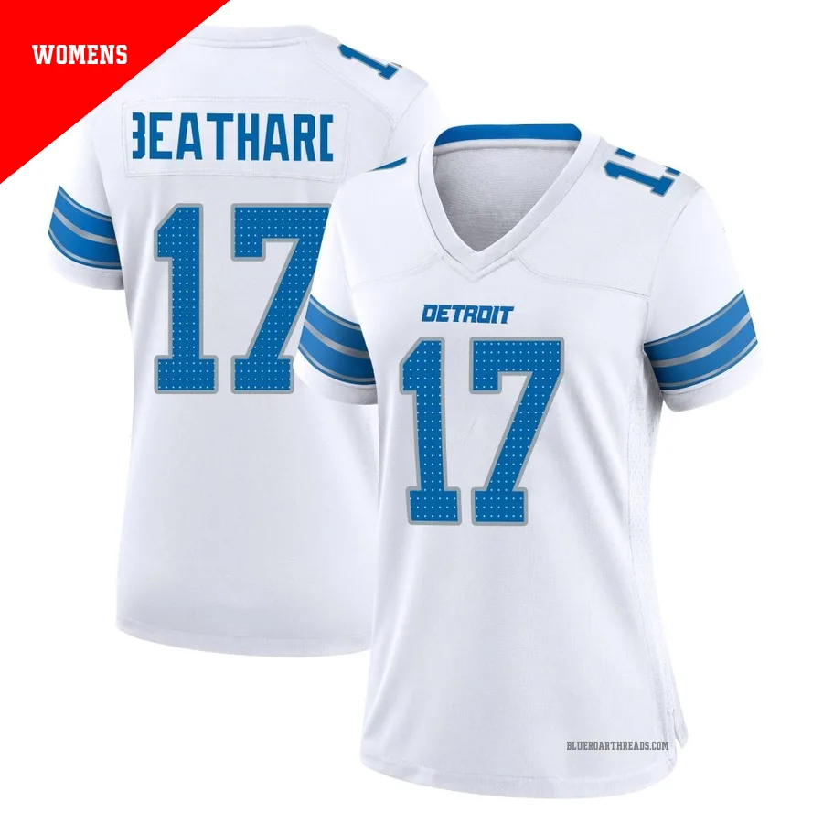 Women's C.J. Beathard ＃17 Detroit Lions White Game 2nd Jersey
