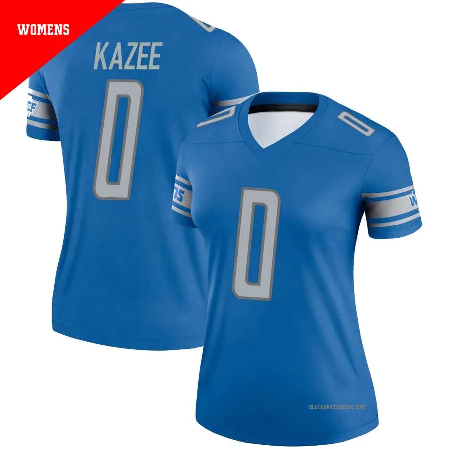 Women's Damontae Kazee ＃0 Detroit Lions Blue Legend Jersey