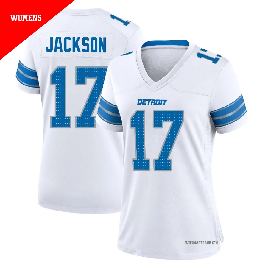 Women's Dan Jackson ＃17 Detroit Lions White Game 2nd Jersey