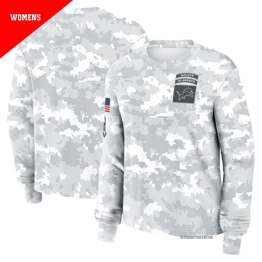 Women's Detroit Lions Arctic Camo 2024 Salute To Service Long Sleeve T-Shirt