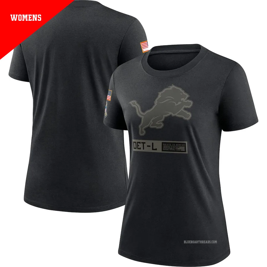 Women's Detroit Lions Black 2020 Salute To Service Performance T-Shirt